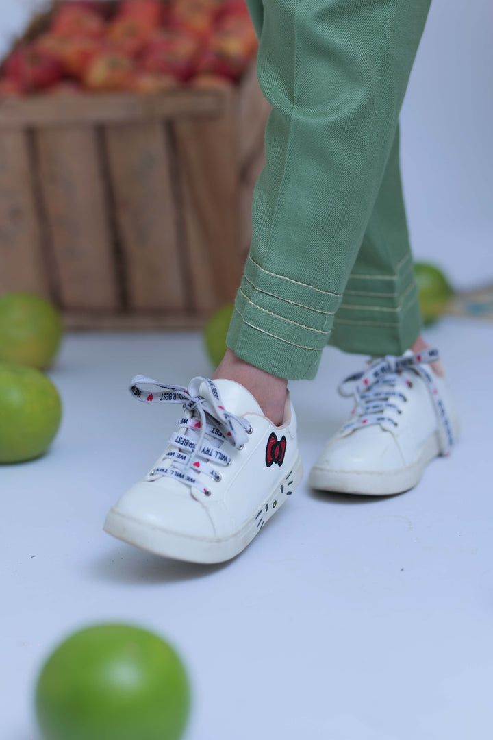 Senorita Kids RTW Green and Gold Casual 2 Piece Suit Acrylic  KAC-02773 - Summer Collection