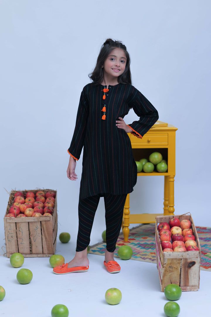 Senorita Kids RTW Black and Multicolor Casual 2 Piece Suit Acrylic  KAC-02775 - Summer Collection