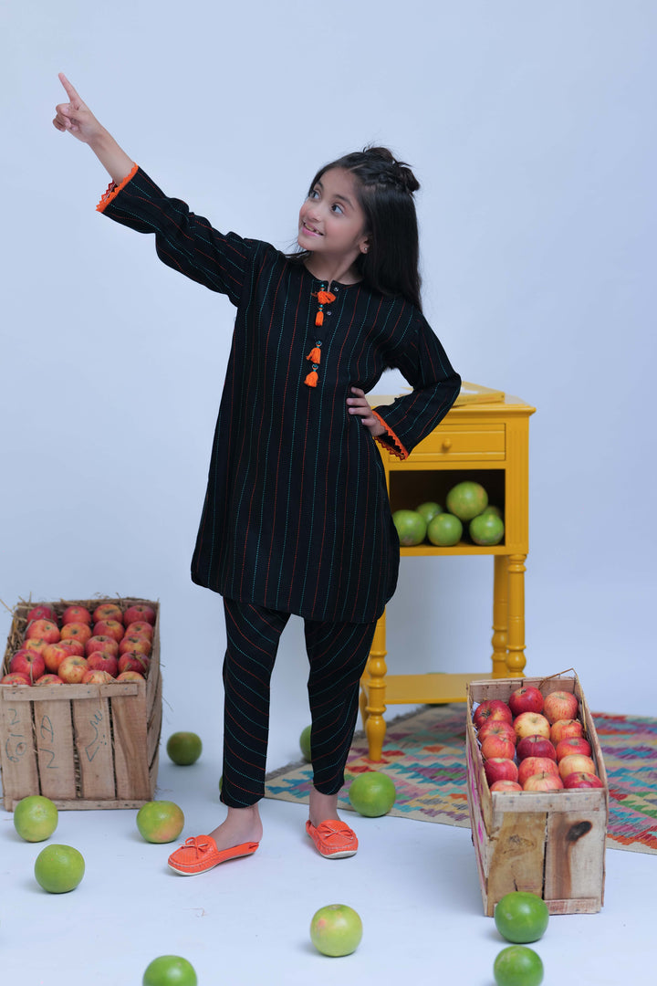 Senorita Kids RTW Black and Multicolor Casual 2 Piece Suit Acrylic  KAC-02775 - Summer Collection