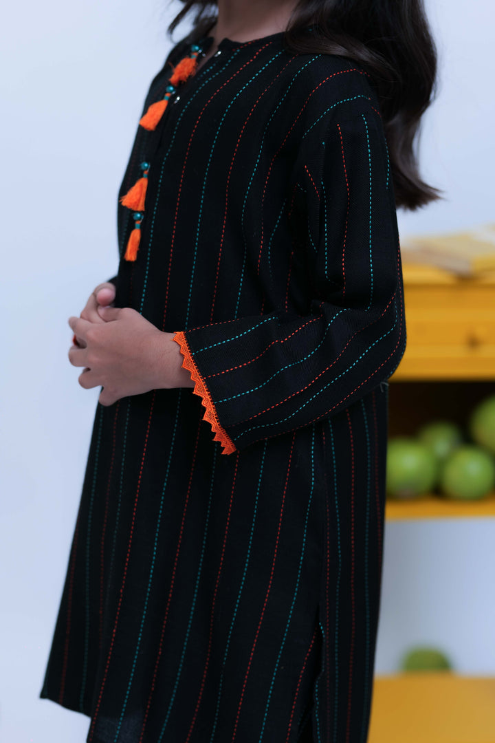 Senorita Kids RTW Black and Multicolor Casual 2 Piece Suit Acrylic  KAC-02775 - Summer Collection