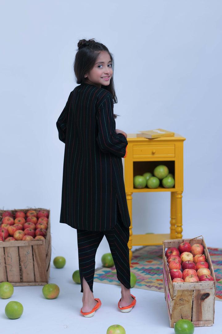 Senorita Kids RTW Black and Multicolor Casual 2 Piece Suit Acrylic  KAC-02775 - Summer Collection