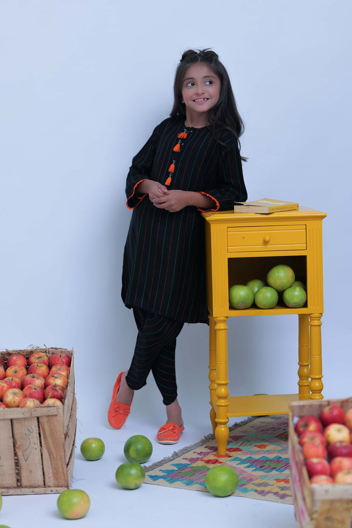 Senorita Kids RTW Black and Multicolor Casual 2 Piece Suit Acrylic  KAC-02775 - Summer Collection