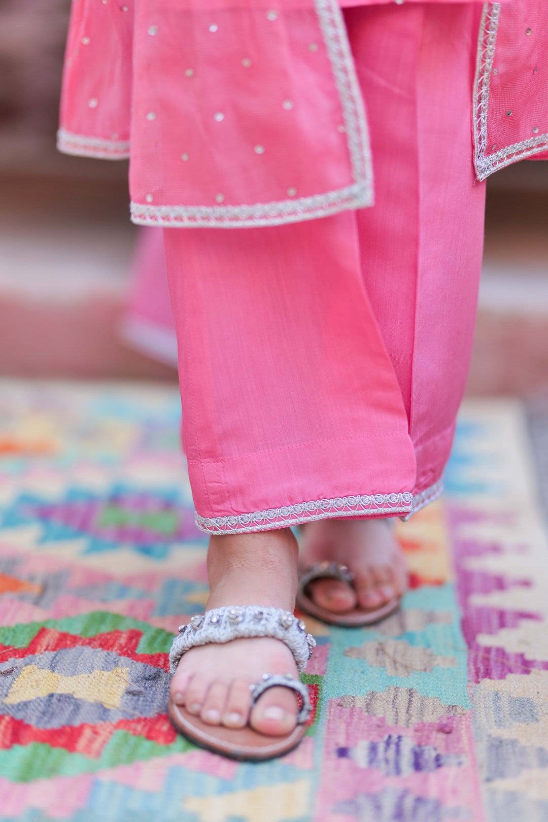 Senorita Kids RTW T.Pink and Gold Formal 3 Piece Suit Bori Net Fancy  KDD-02766 - Winter Collection