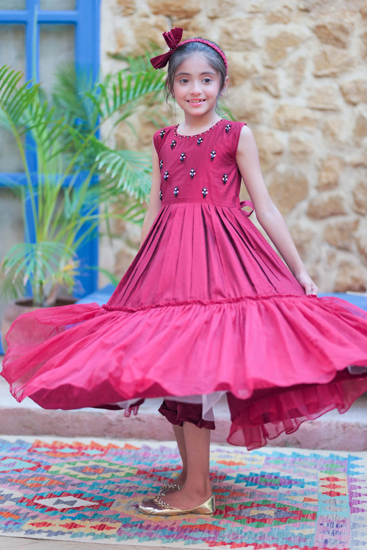 Senorita Kids RTW Maron and Gold Formal 3 Piece Suit Chambray Fancy Yarn  KDD-02752 - Winter Collection