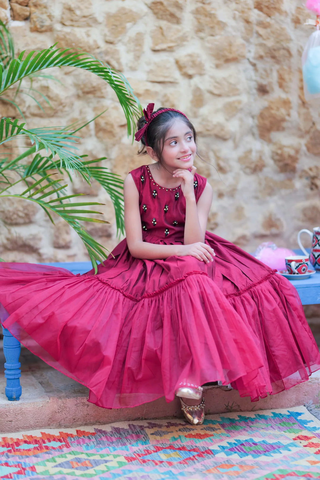 Senorita Girls RTW Printed Banarsi 3 Piece Suit KDD-02752 - Festive Collection