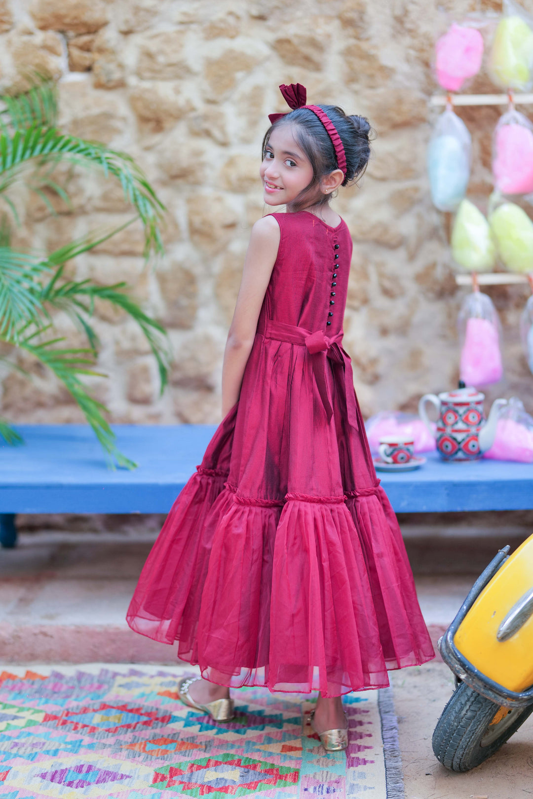 Senorita Kids RTW Maron and Gold Formal 3 Piece Suit Chambray Fancy Yarn  KDD-02752 - Winter Collection