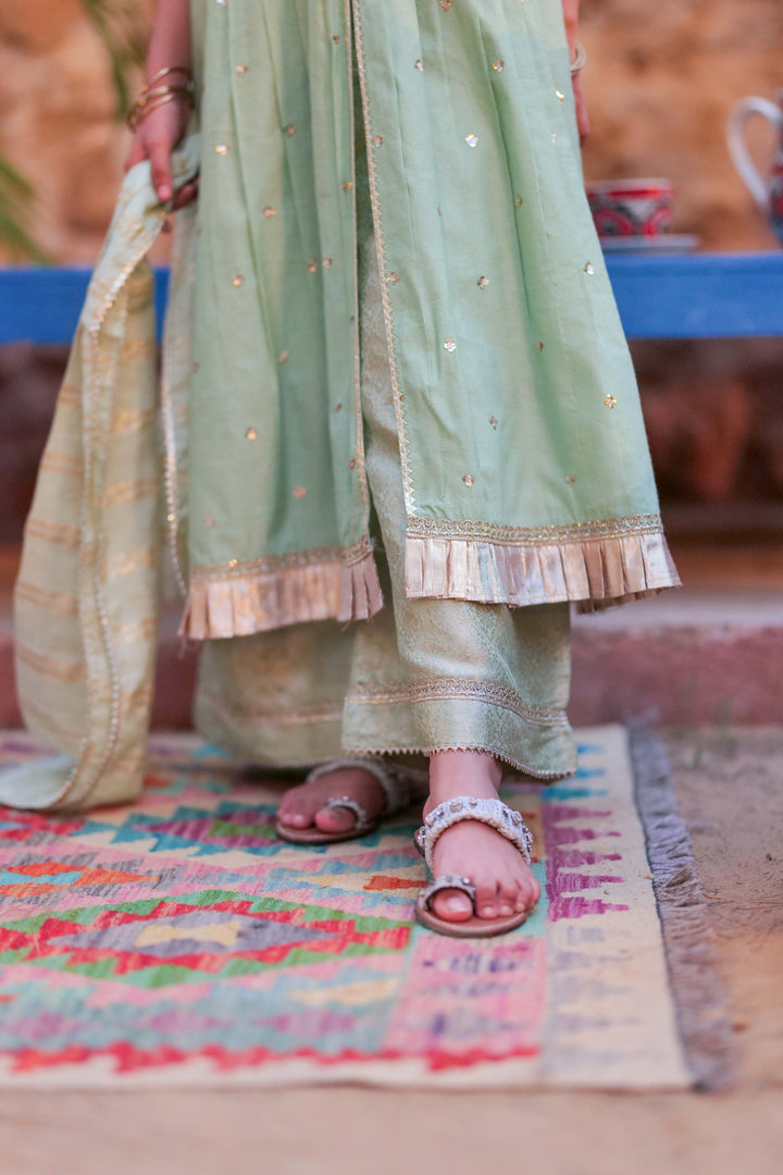 Senorita Kids RTW Green and Gold Formal 3 Piece Suit Chambray Fancy Yarn  KDD-02764 - Winter Collection