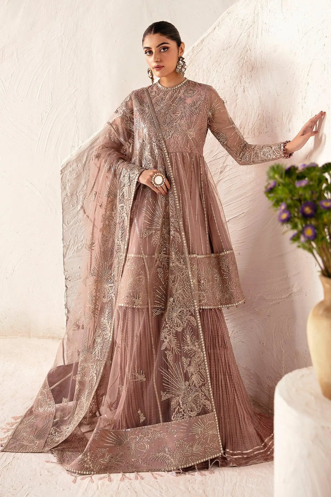 Heer By Alizeh Embroidered Net Suit Unstitched 3 Piece AFB24HF 04-Samara - Luxury Formal Collection
