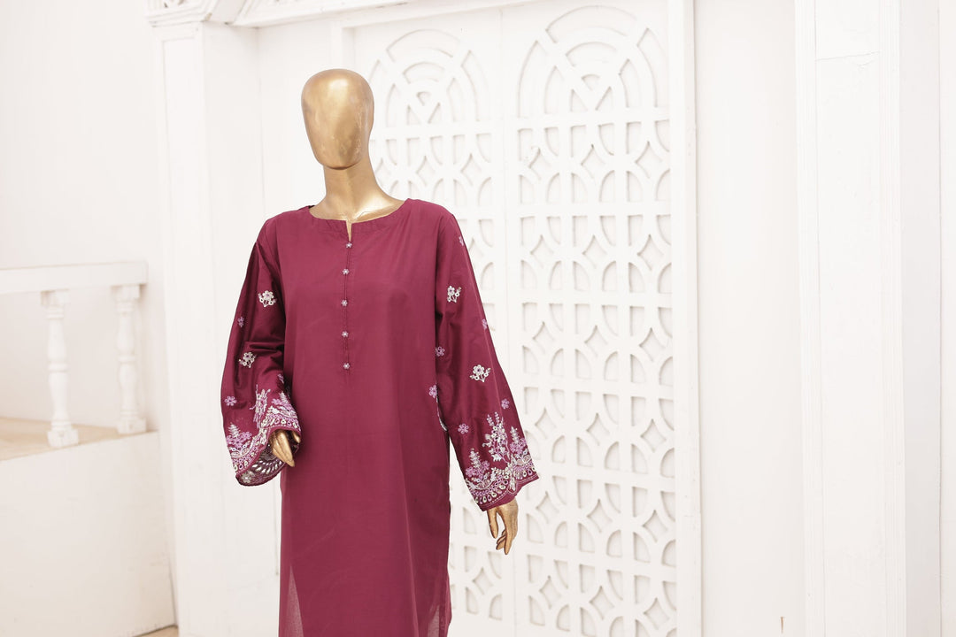 Nyra Essentials by Suntex Fabrics RTW Embroidered Lawn 2 Piece Suit PLUM Casual Collection