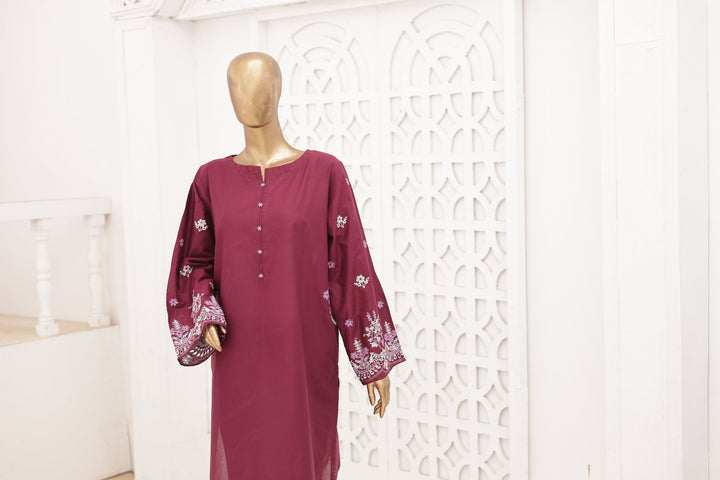 Nyra Essentials by Suntex Fabrics RTW Embroidered Lawn 2 Piece Suit PLUM Casual Collection