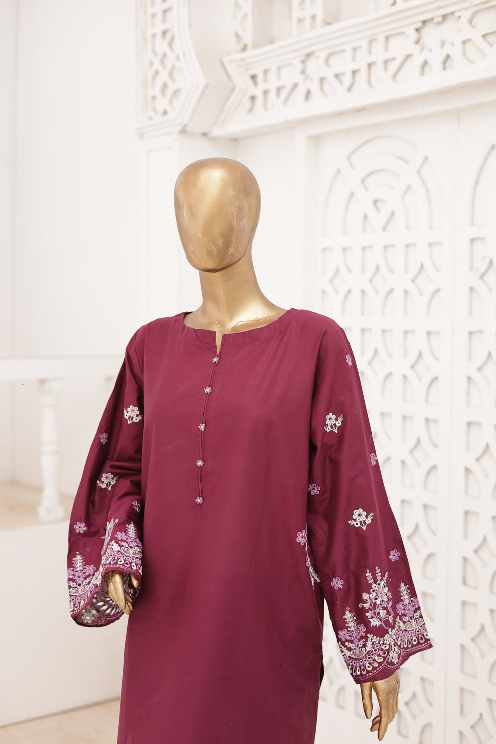 Nyra Essentials by Suntex Fabrics RTW Embroidered Lawn 2 Piece Suit PLUM Casual Collection
