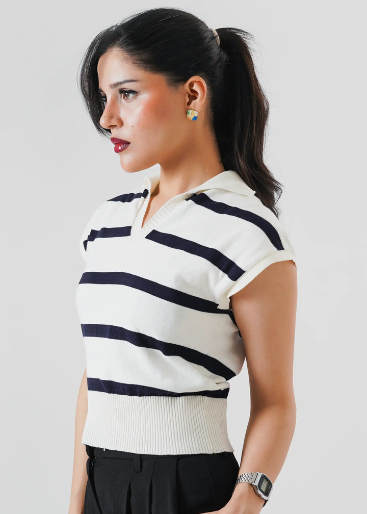 Artezan Inc RTW Solids Cotton Polo Stripped Cropped Casual Collection