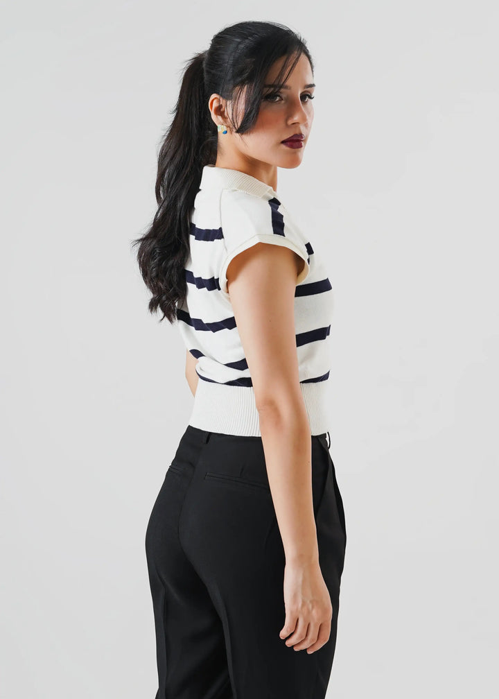 Artezan Inc RTW Solids Cotton Polo Stripped Cropped Casual Collection