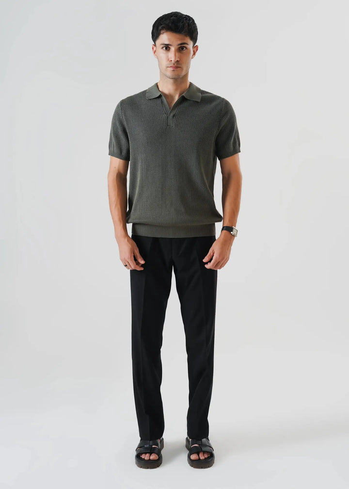 Artezan Inc RTW Solids Cotton Polo Khaki Green Casual Collection