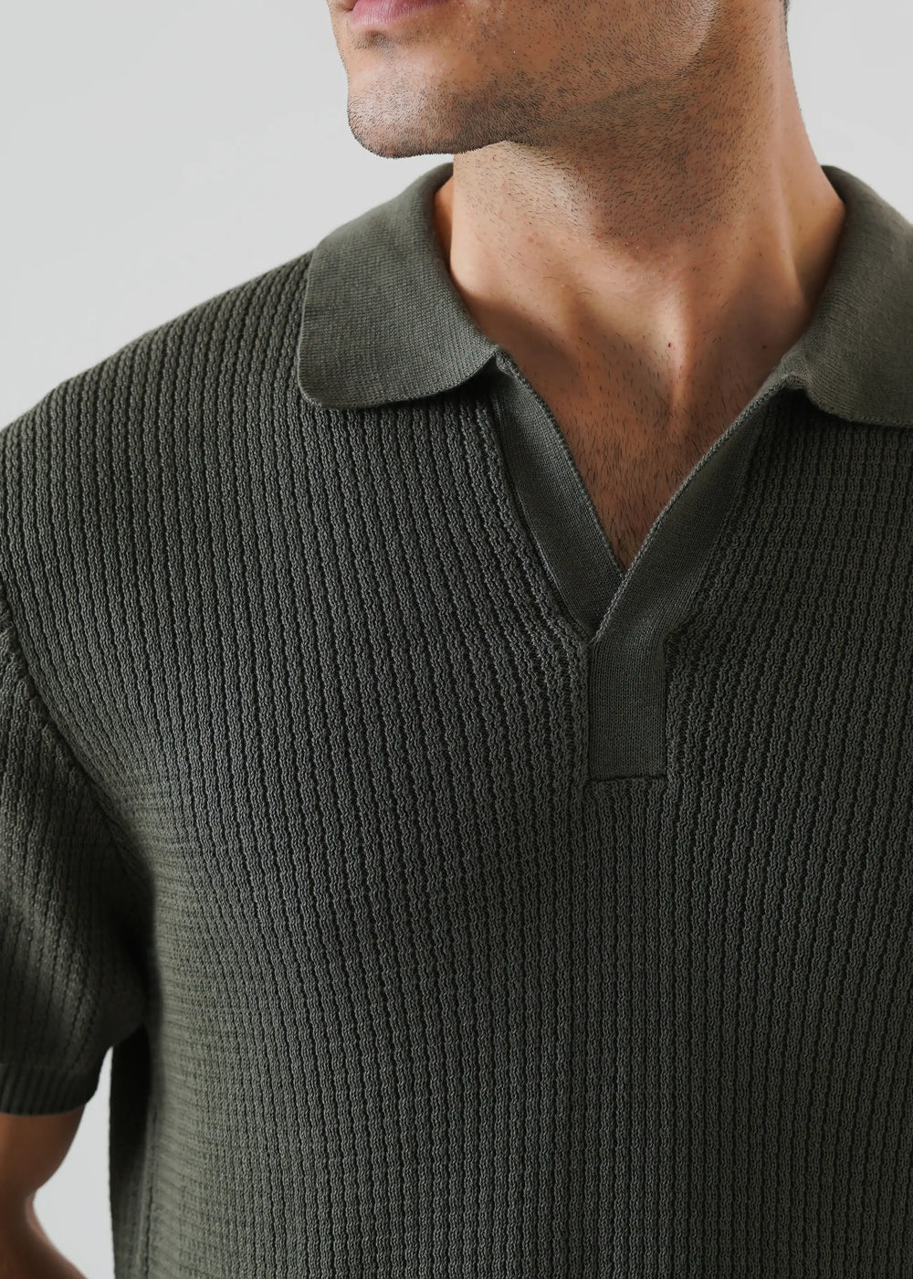 Artezan Inc RTW Solids Cotton Polo Khaki Green Casual Collection