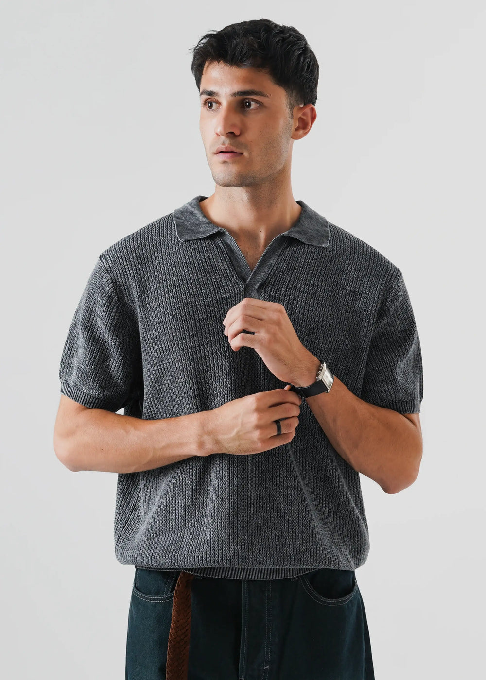 Artezan Inc RTW Solids Cotton Polo Carbon Washed Casual Collection