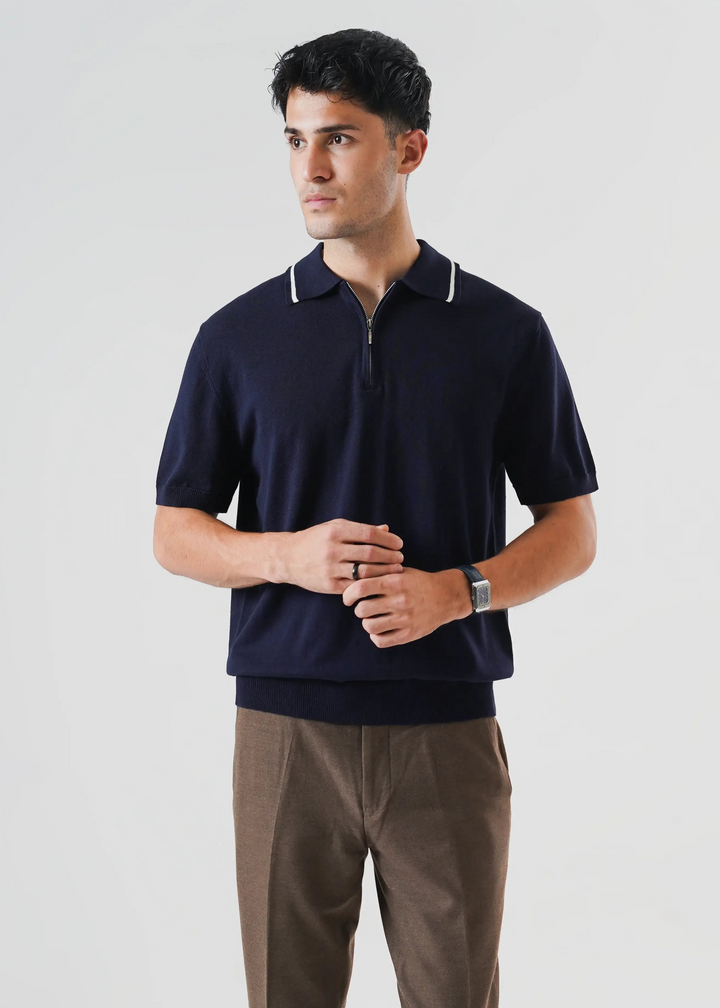 Artezan Inc RTW Solids Cotton Polo Quarter Zipper Casual Collection