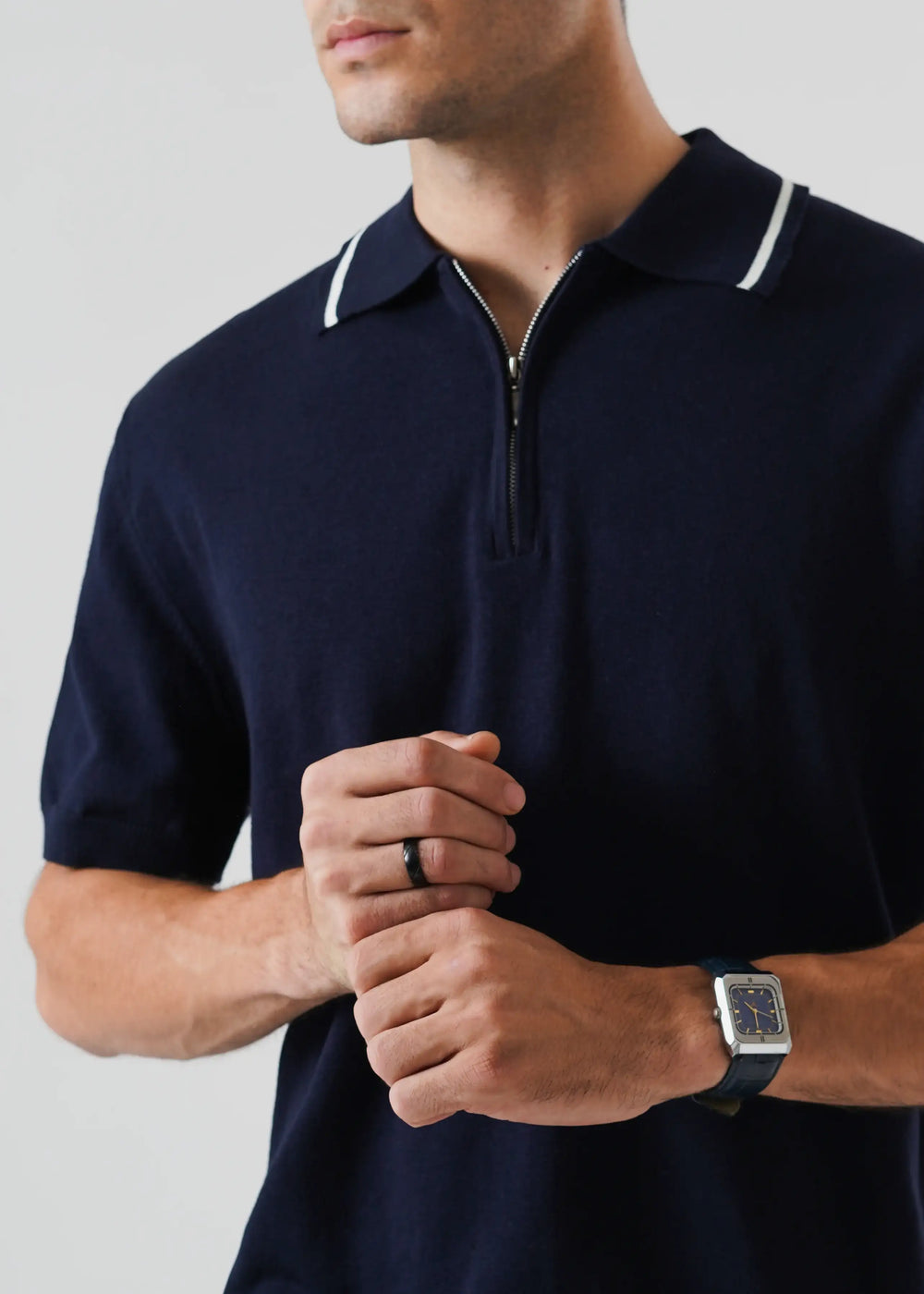 Artezan Inc RTW Solids Cotton Polo Quarter Zipper Casual Collection