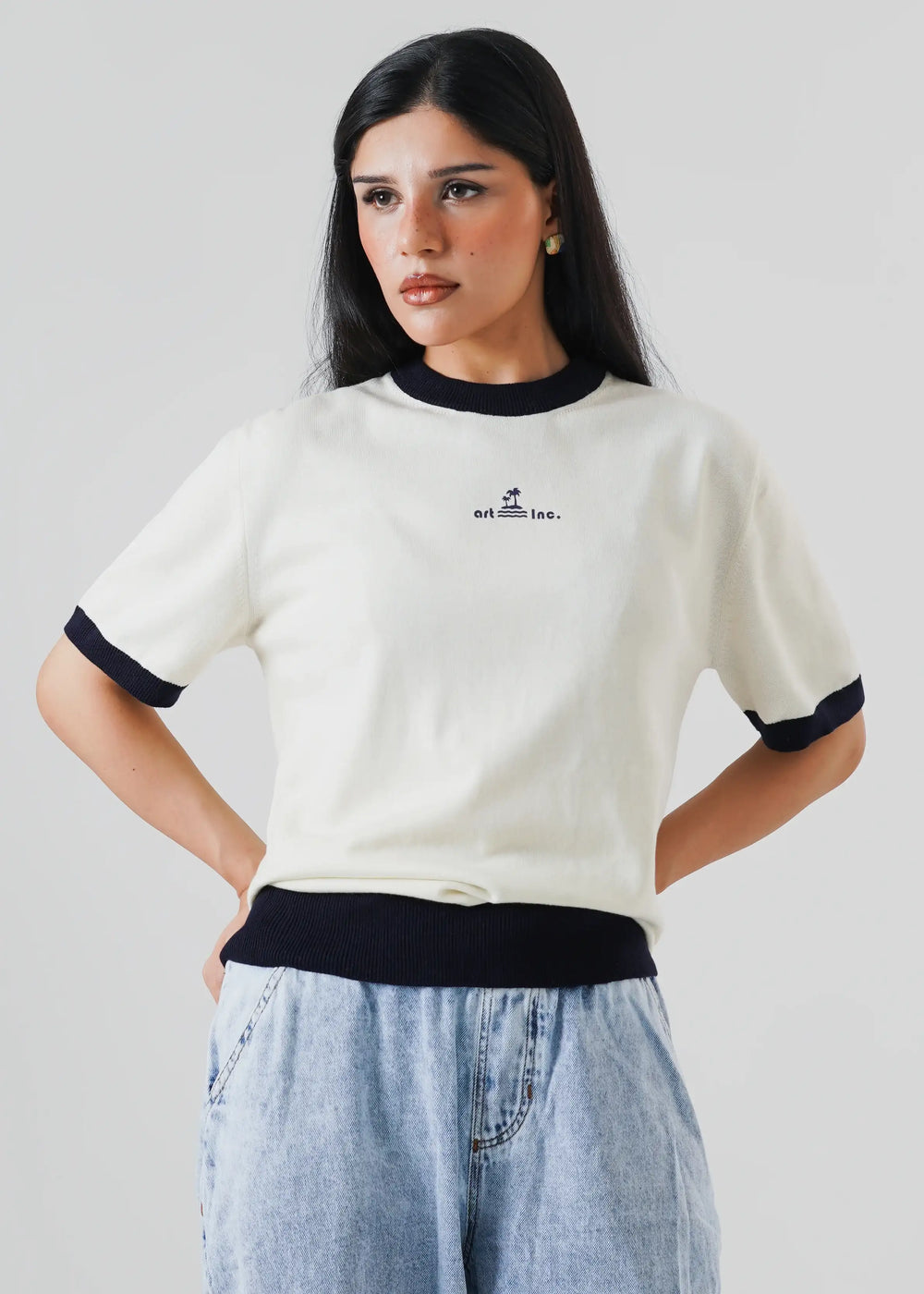 Artezan Inc RTW Solids Cotton T-Shirt Ringer Coconut Milk Casual Collection