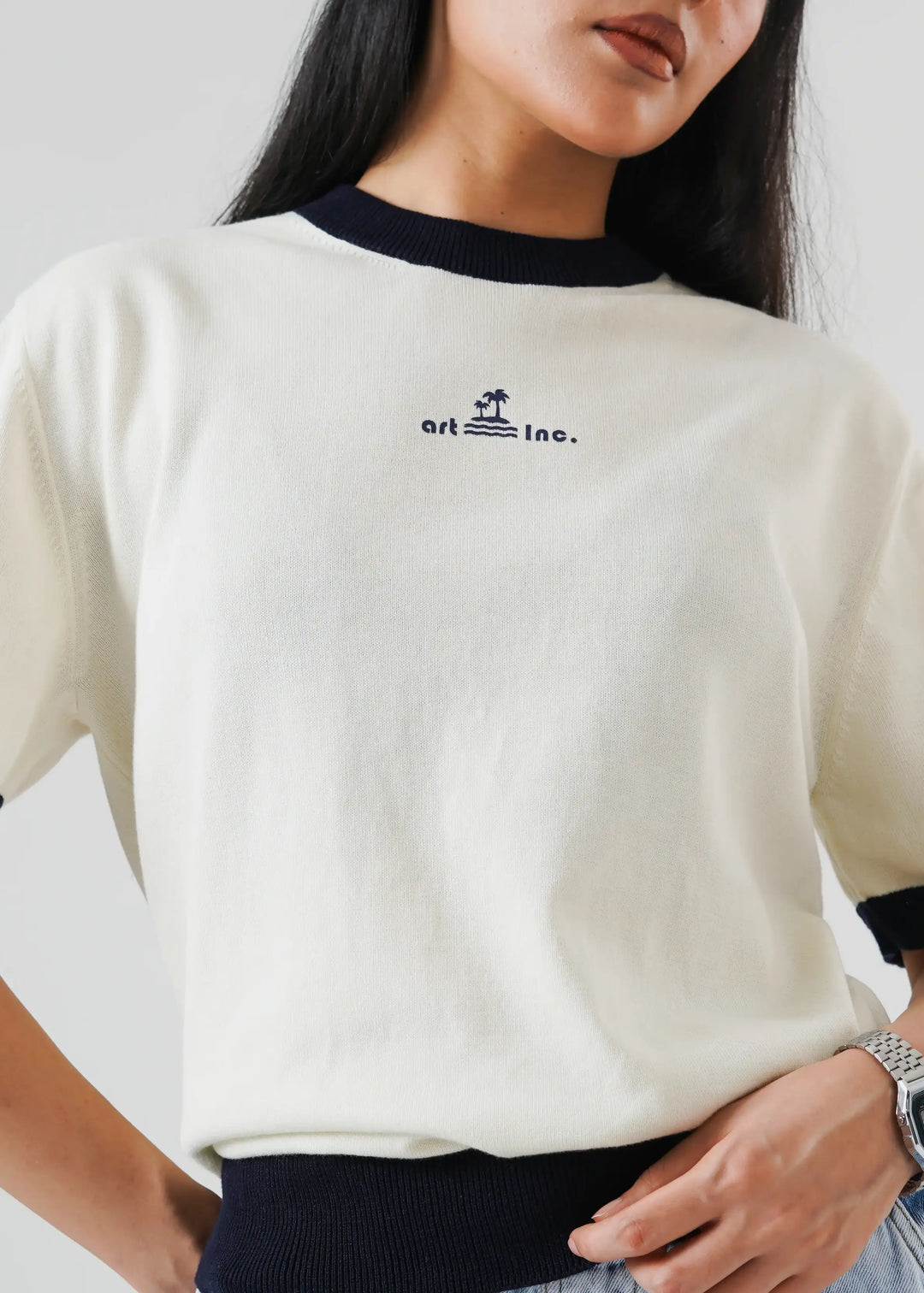 Artezan Inc RTW Solids Cotton T-Shirt Ringer Coconut Milk Casual Collection