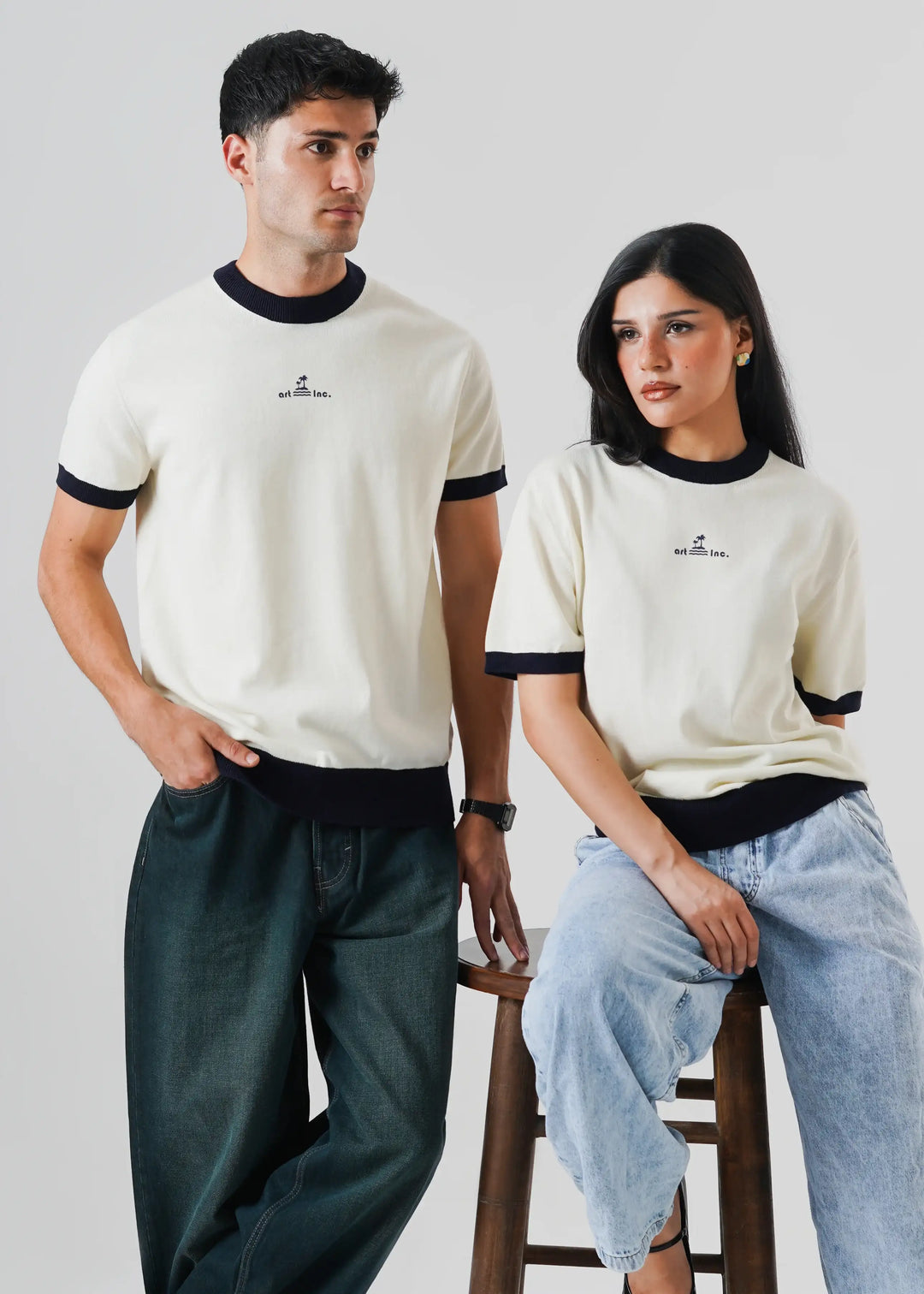 Artezan Inc RTW Solids Cotton T-Shirt Ringer Coconut Milk Casual Collection