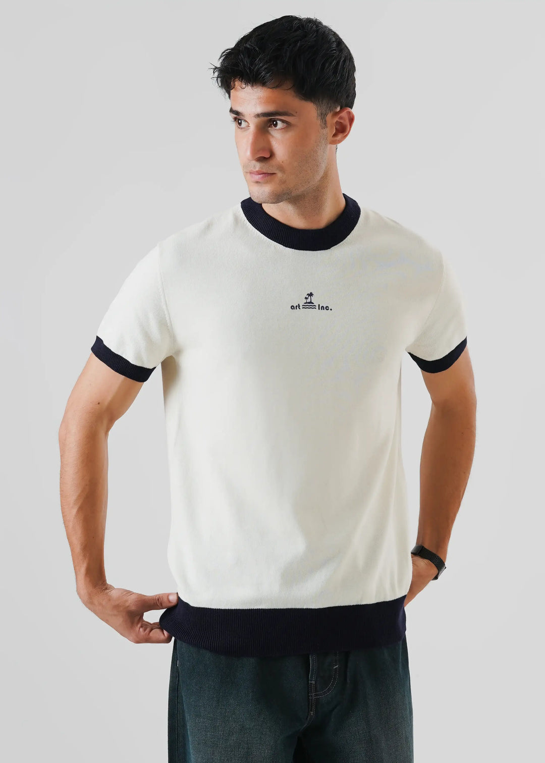 Artezan Inc RTW Solids Cotton T-Shirt Ringer Coconut Milk Casual Collection