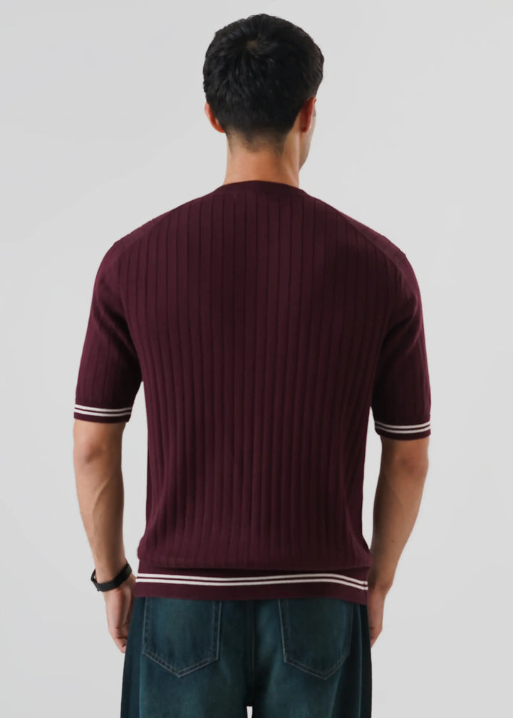 Artezan Inc RTW Solids Cotton T-Shirt Needle Henley Grape Casual Collection