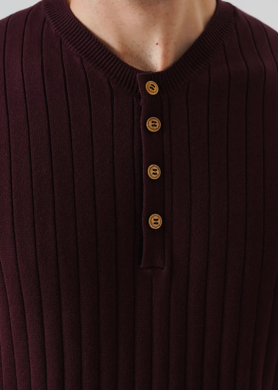 Artezan Inc RTW Solids Cotton T-Shirt Needle Henley Grape Casual Collection
