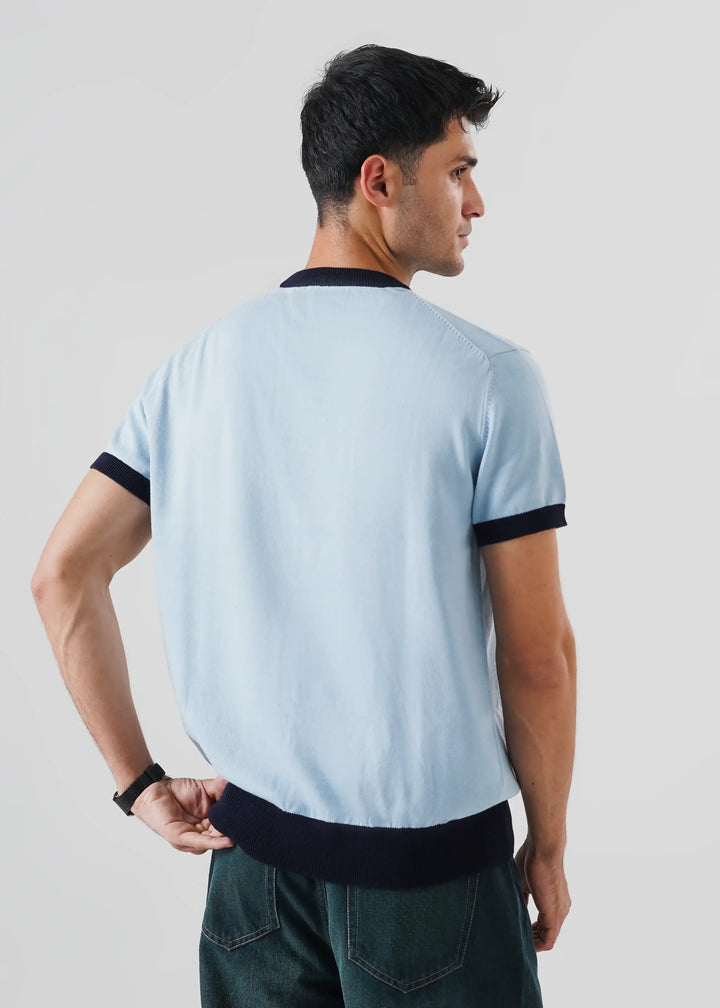 Artezan Inc RTW Solids Cotton T-Shirt Ringer Sky Blue Casual Collection