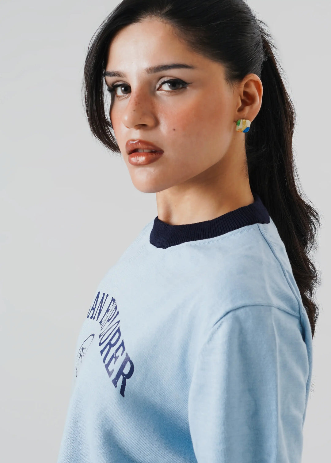 Artezan Inc RTW Solids Cotton T-Shirt Ringer Sky Blue Casual Collection