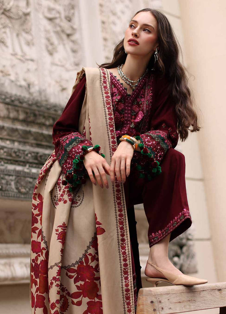 Poshima by Charizma Unstitched Embroidered Leather Peach 3 Piece Suit CHR26UPL PSW6-08 - Winter Collection