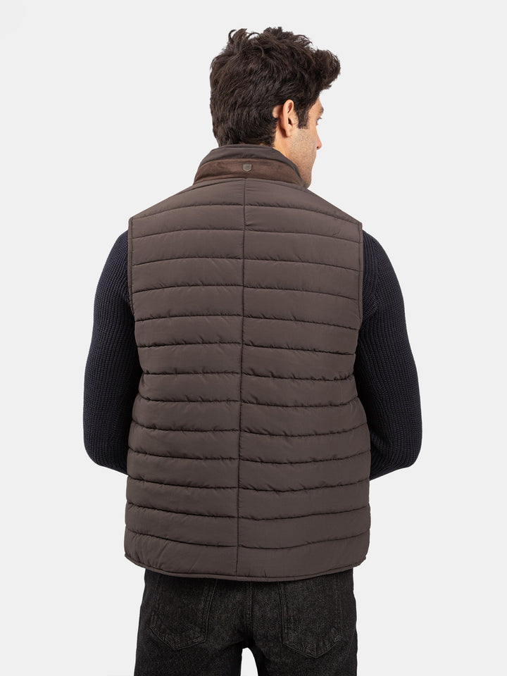 Brumano Mens RTW Solids Poly Jacket Suit Pastel Brown Puffer Winter Collection