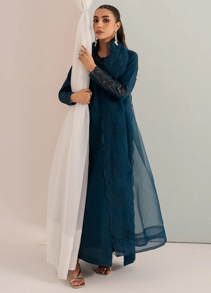 Izel Pret Embroidered Raw Silk 3 Piece Suit Pebble