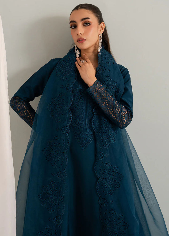 Izel Pret Embroidered Raw Silk 3 Piece Suit Pebble