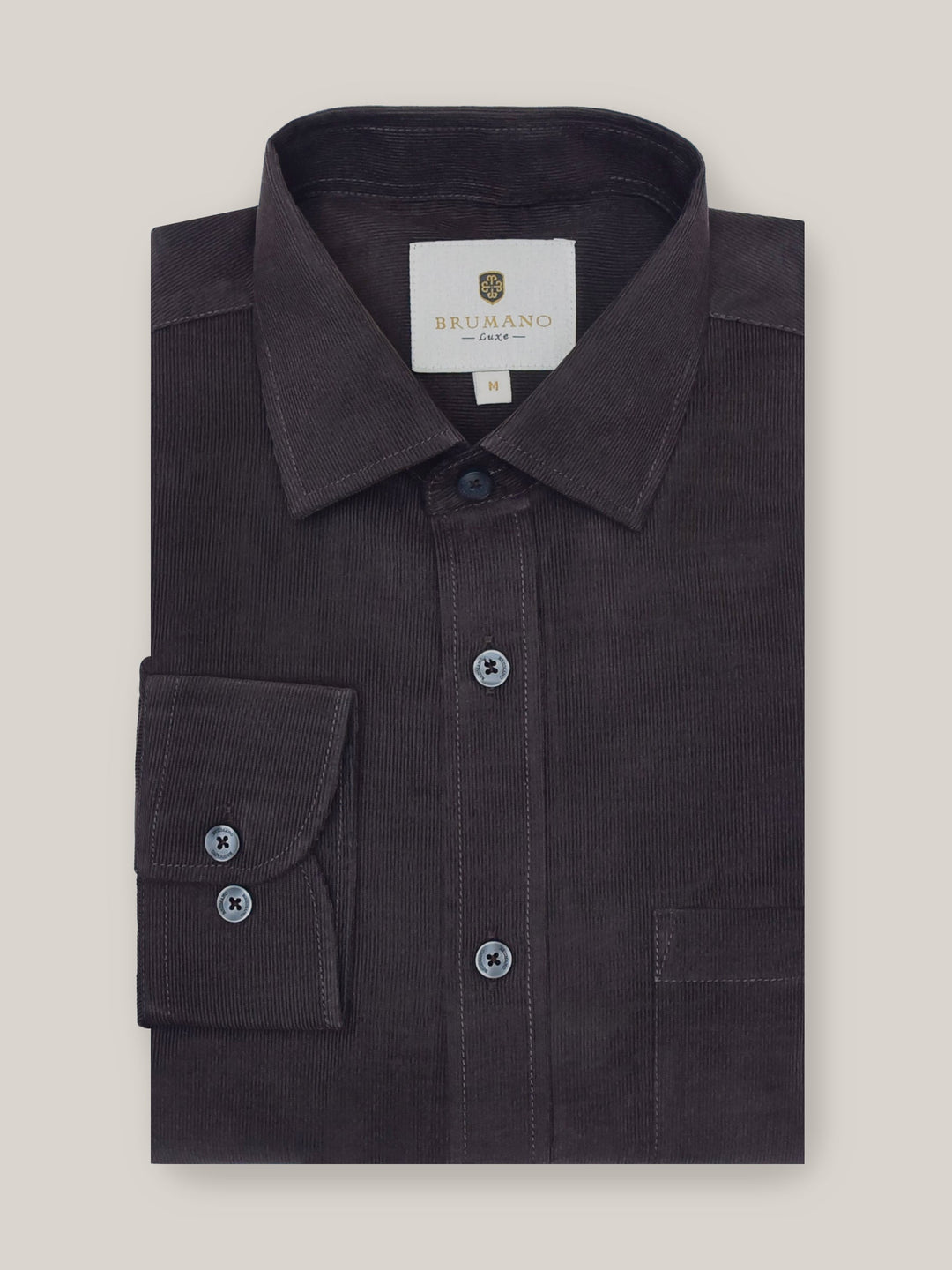 Brumano Ready To Wear Shirts Men 1 Piece Cotton Pecan Brown Corduroy Shirt Exclusive 0-32-023-2068 - Summer Collection