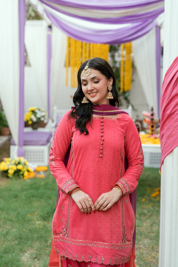 Omal by Komal Pret 3 Piece Dobby Suit Dilruba- Festive Collection