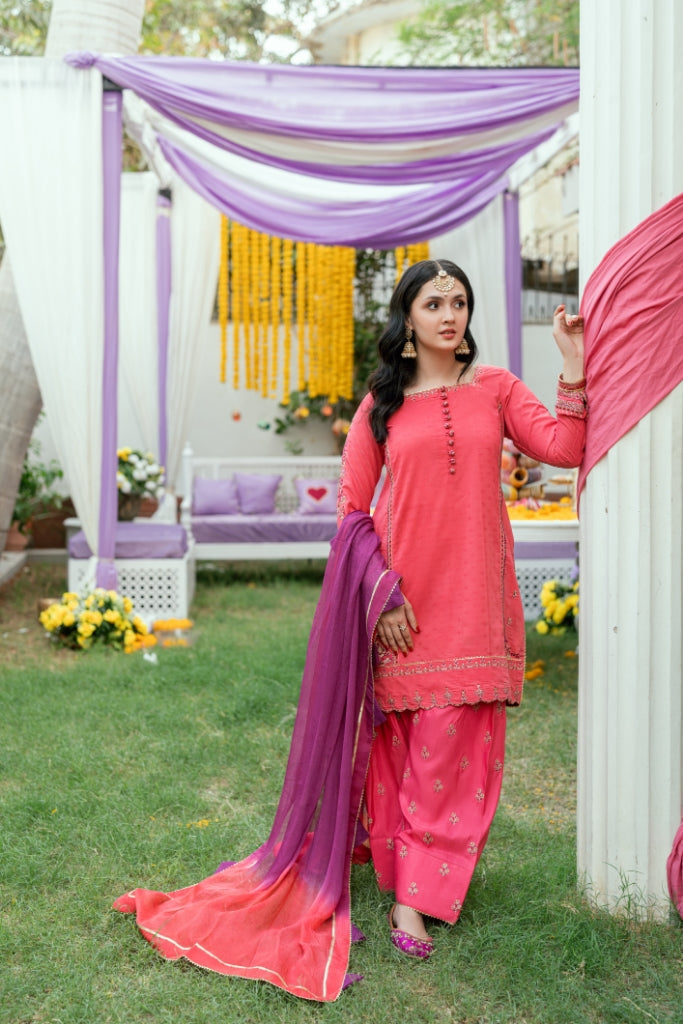 Omal by Komal Pret 3 Piece Dobby Suit Dilruba- Festive Collection