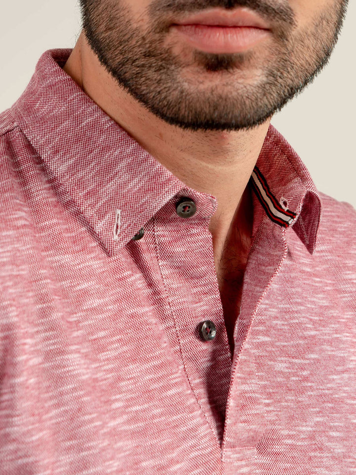 Brumano  Solids Cotton Polo Pink Mercerized Full Sleeves Polo Shirt