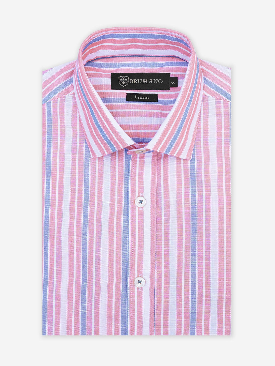Brumano Mens RTW Solids Linen Shirt Pink N Blue Casual Collection