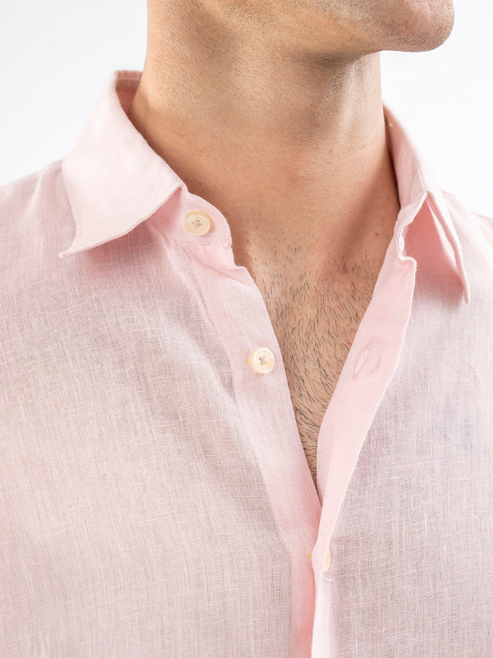 Brumano Ready To Wear Shirts Men 1 Piece Cotton Pink Airy Linen Blended Shirt 0-31-025-4118 - Summer Collection