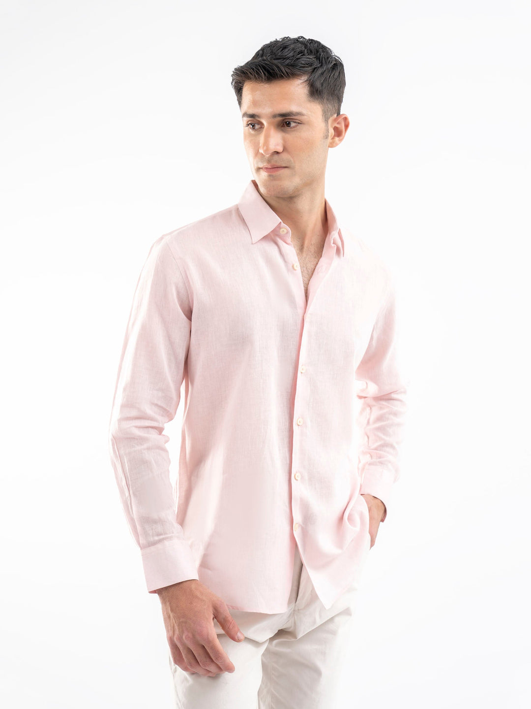 Brumano Ready To Wear Shirts Men 1 Piece Cotton Pink Airy Linen Blended Shirt 0-31-025-4118 - Summer Collection