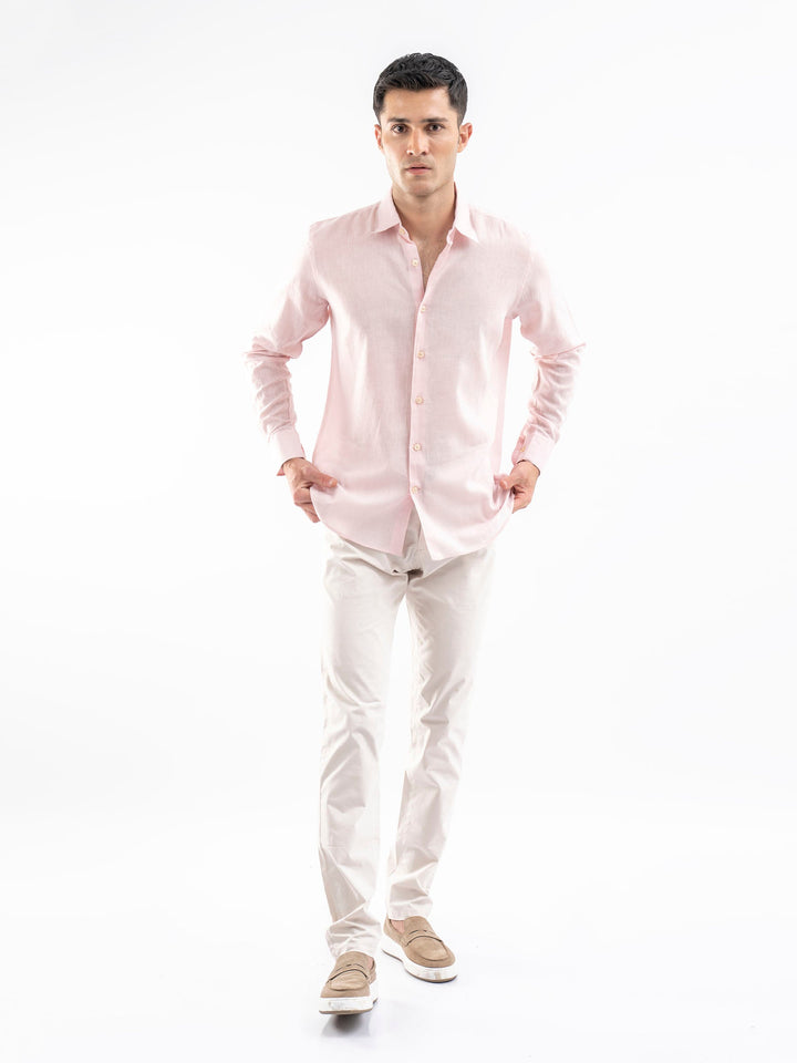 Brumano Ready To Wear Shirts Men 1 Piece Cotton Pink Airy Linen Blended Shirt 0-31-025-4118 - Summer Collection