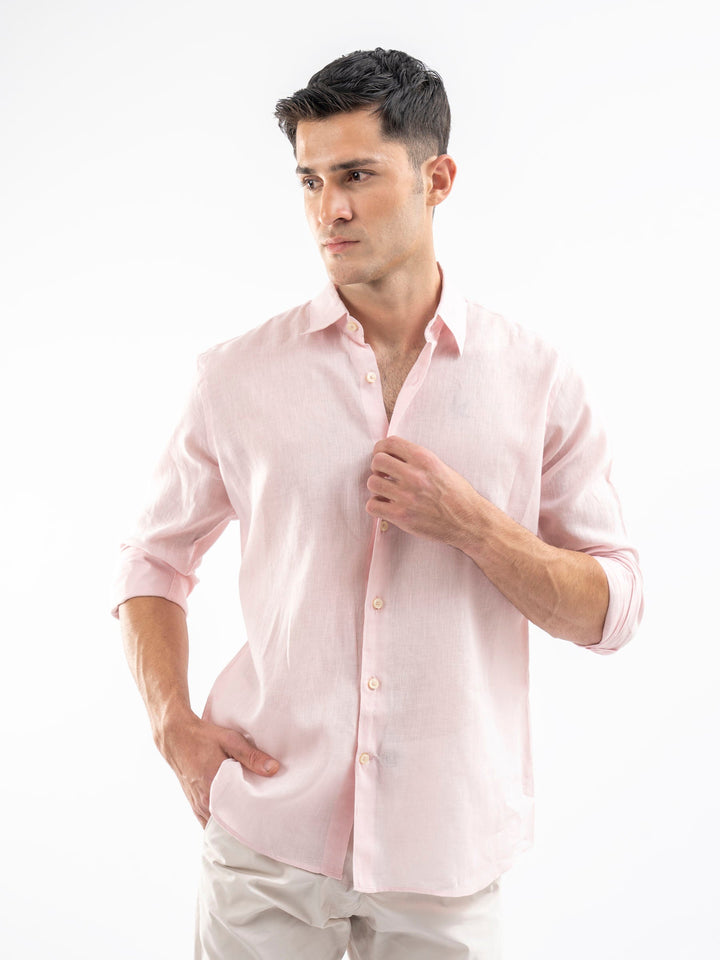 Brumano Ready To Wear Shirts Men 1 Piece Cotton Pink Airy Linen Blended Shirt 0-31-025-4118 - Summer Collection