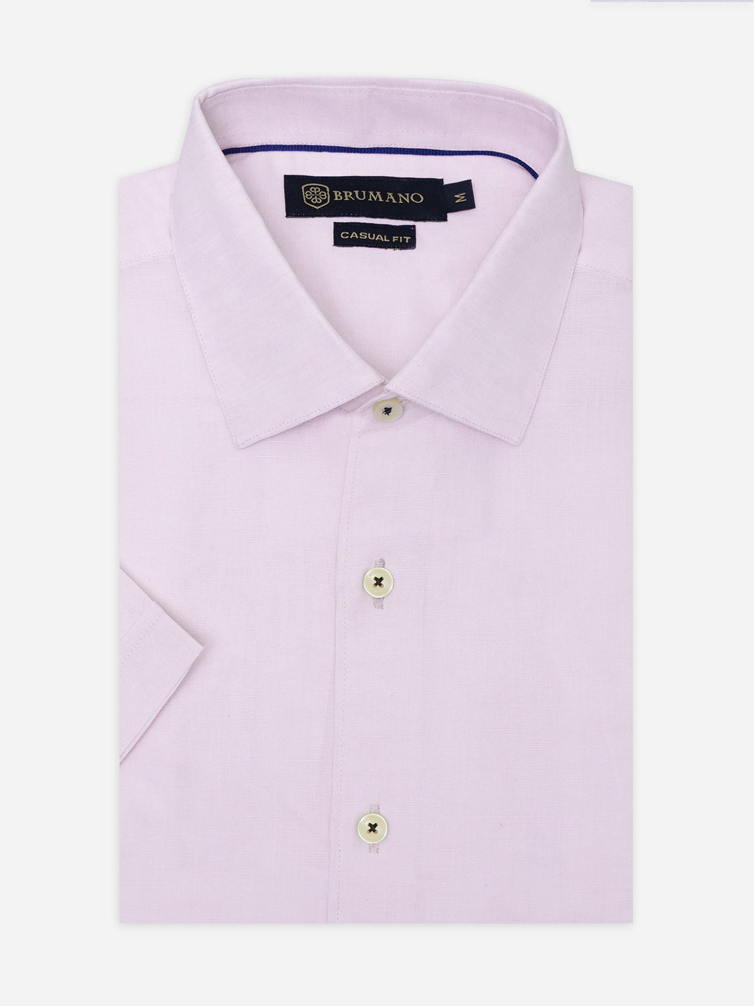Brumano Mens RTW Solids Cotton Shirt Pink Light Half Sleeve Casual Collection