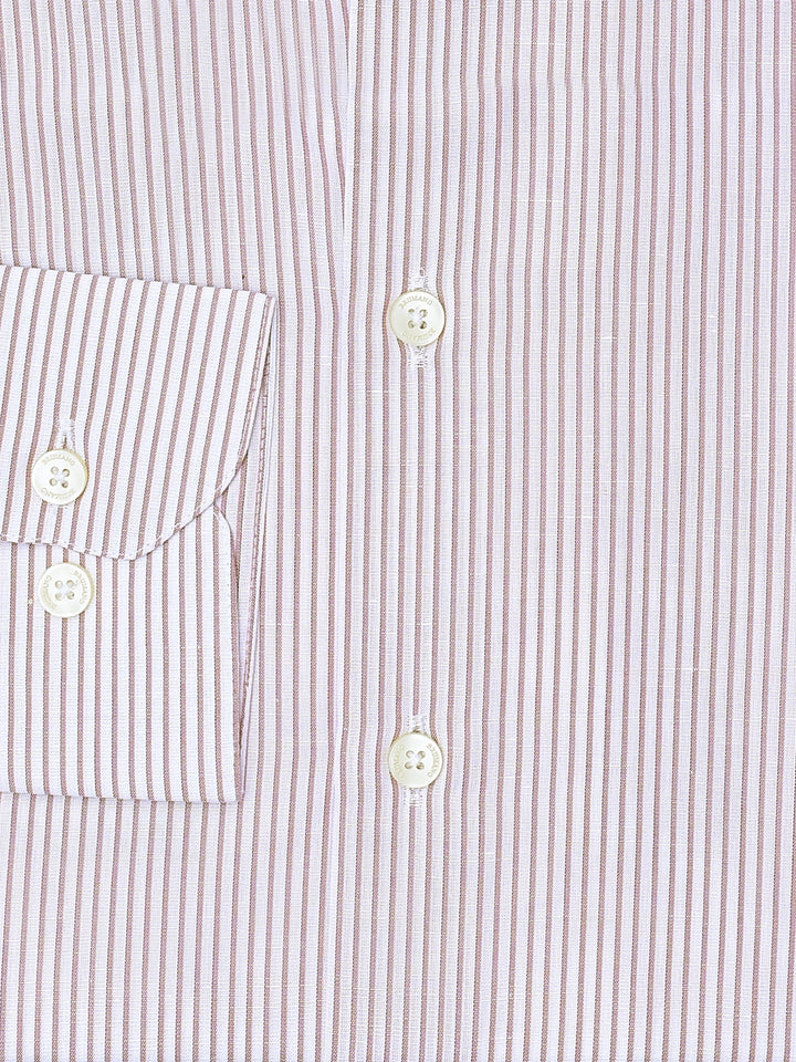 Brumano Ready To Wear Shirts Men 1 Piece Cotton Pink Pinstriped Linen Blended Formal Shirt 0-32-024-3299 - Summer Collection
