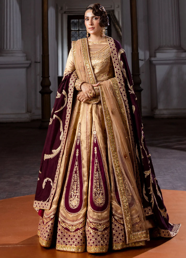 Jahan by Erum Khan Embroidered Tissue Suits Unstitched 4 Piece EK25V4 Plum Spark - Formals Collection