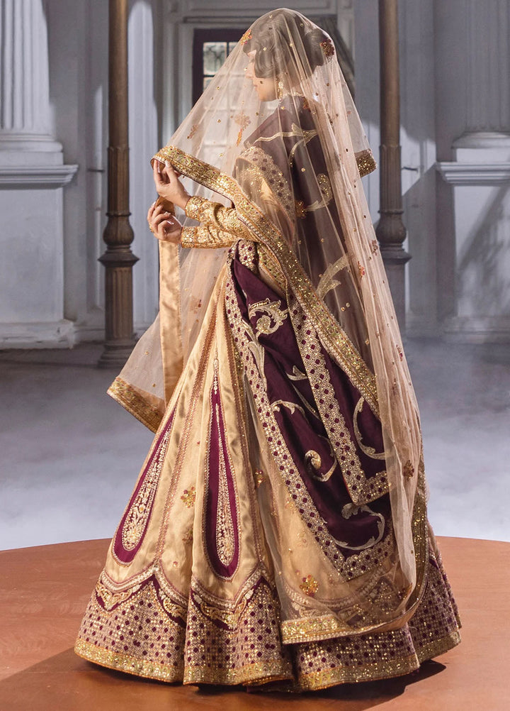 Jahan by Erum Khan Embroidered Tissue Suits Unstitched 4 Piece EK25V4 Plum Spark - Formals Collection