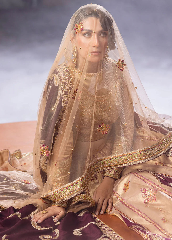 Jahan by Erum Khan Embroidered Tissue Suits Unstitched 4 Piece EK25V4 Plum Spark - Formals Collection