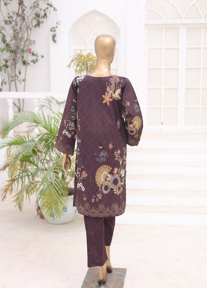 Suntex Fabrics Women RTW Printed Lawn 2 Piece Suit Plum - Casual Collection