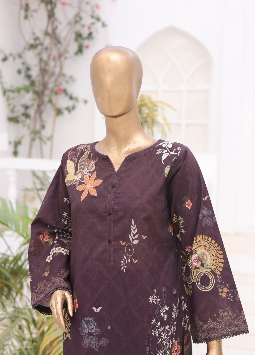 Suntex Fabrics Women RTW Printed Lawn 2 Piece Suit Plum - Casual Collection